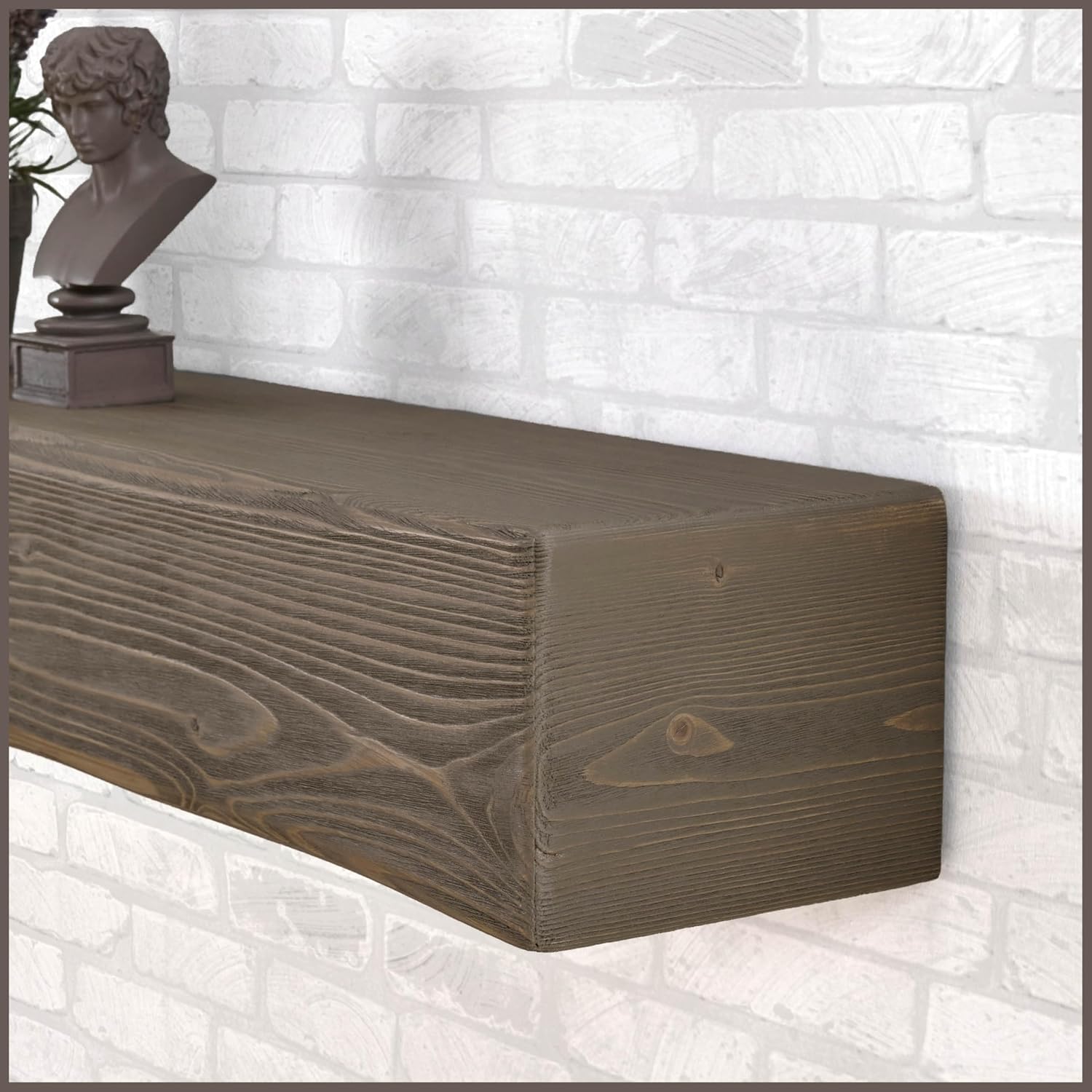 Handmade Fireplace Mantel Shelf, Extra Wide Rustic Wood Mantles for Over Fireplace, Wall Mounted Floating Mantel Shelves for Living Room Decor (Smoke Gray, 60 inches)