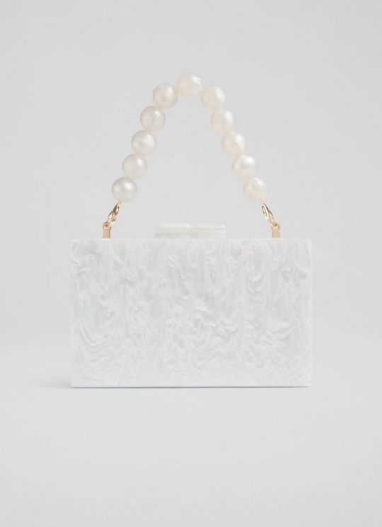 Maeve Cream Marbled Acrylic Box Bag