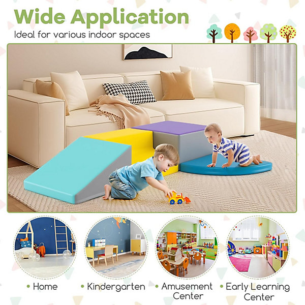 4 Pcs Parcours de Motricité Bébé, Module Moticité en Mousse EPE, Convient pour Enfants 3 Ans , pour Grimper, Ramper (Bleu Violet)