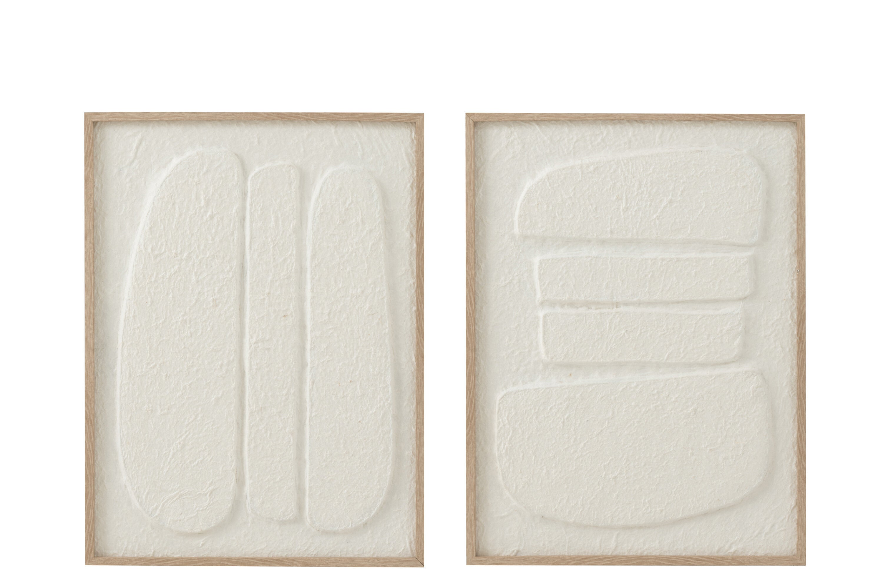 J-Line schilderij cellen - papier - wit - 2 stuks