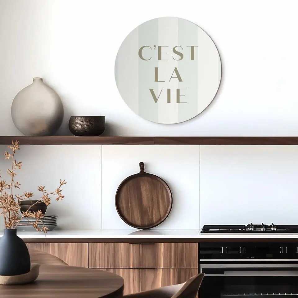 Glasschilderij C'est la vie - &Oslash; 50 - Beige