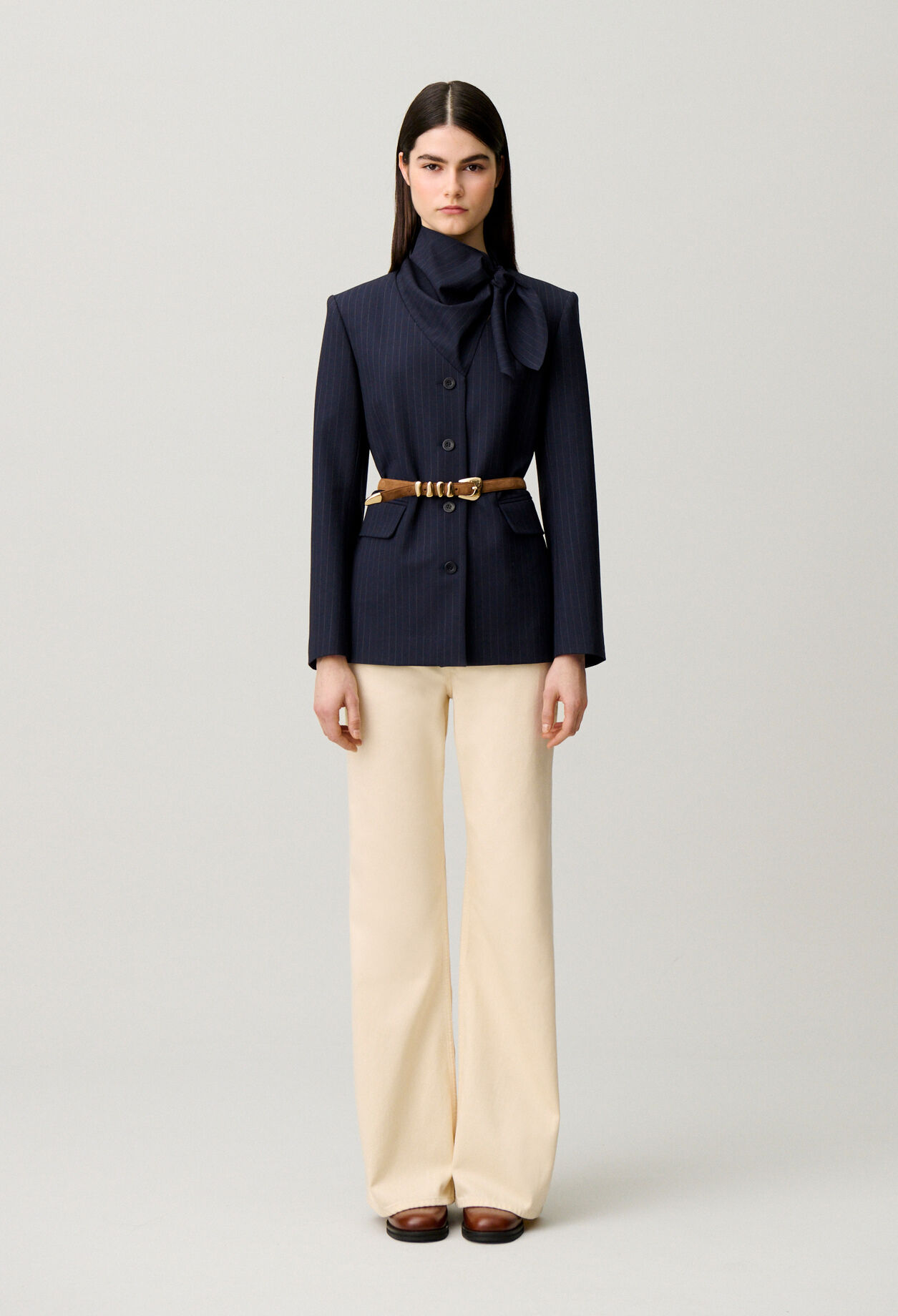 Veste laine foulard amovible