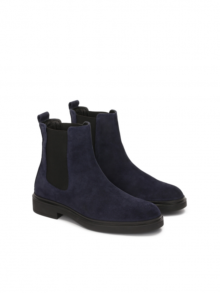 Navy blue suede Chelsea boots