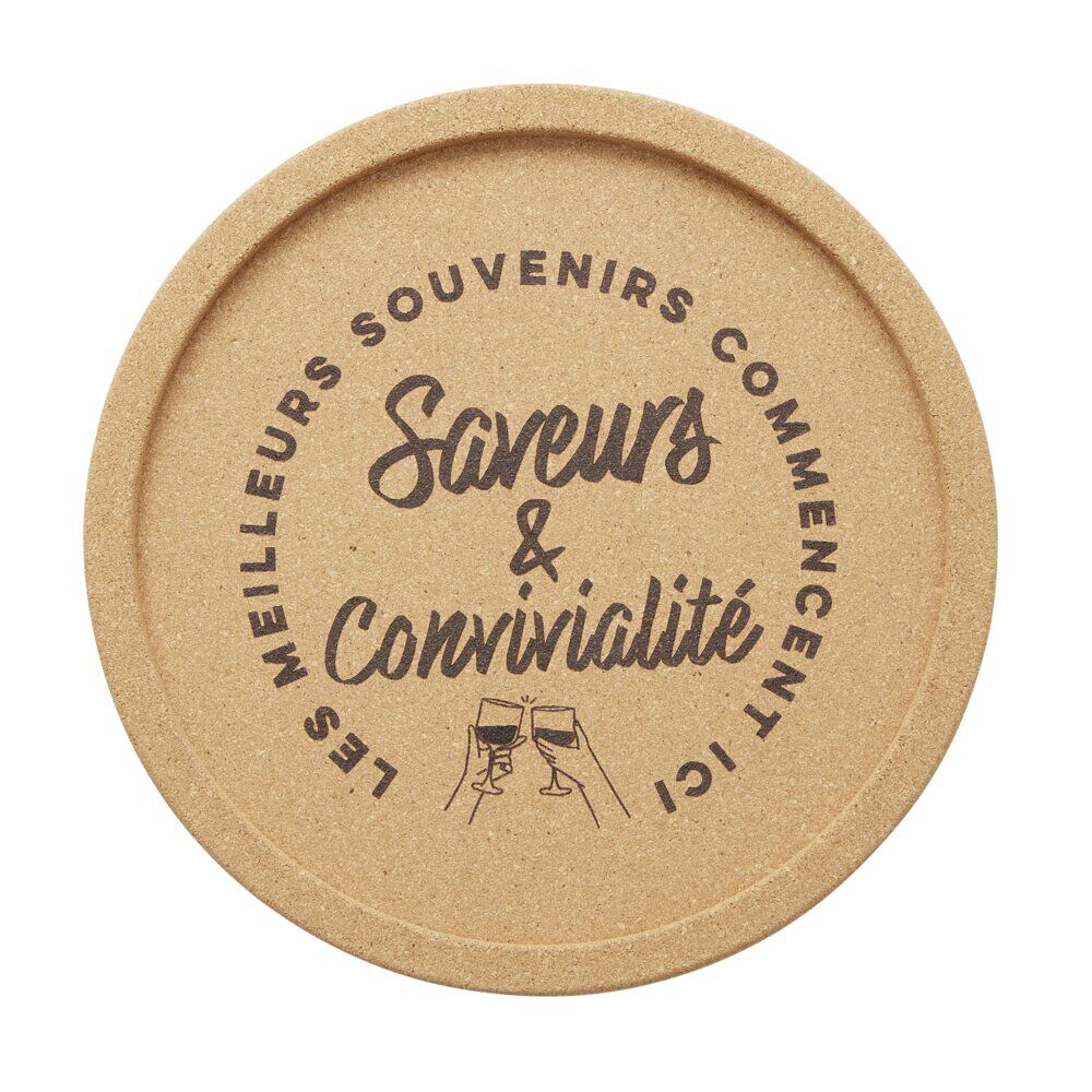 Plateau apéritif rond en liège Ø30xH1,5cm (2 modèles)