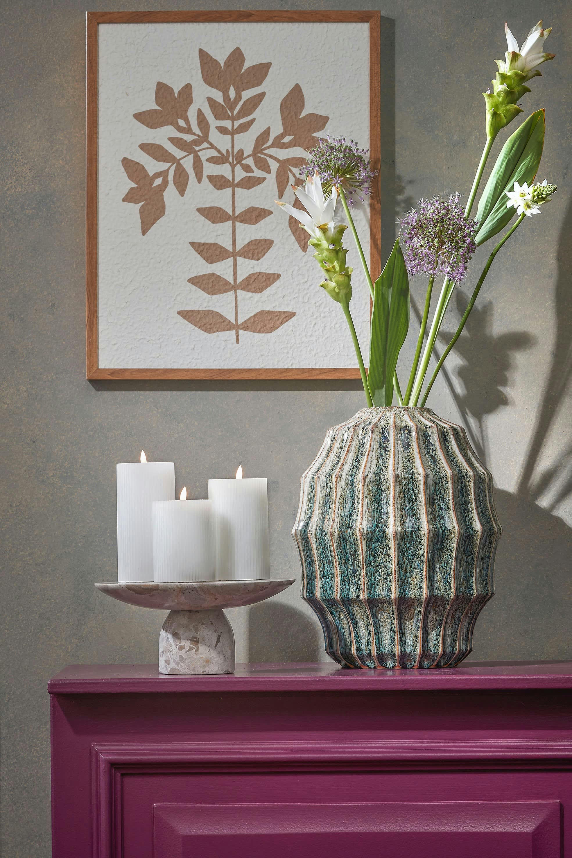 - Lot de 3 bougies led en cire blanc H15