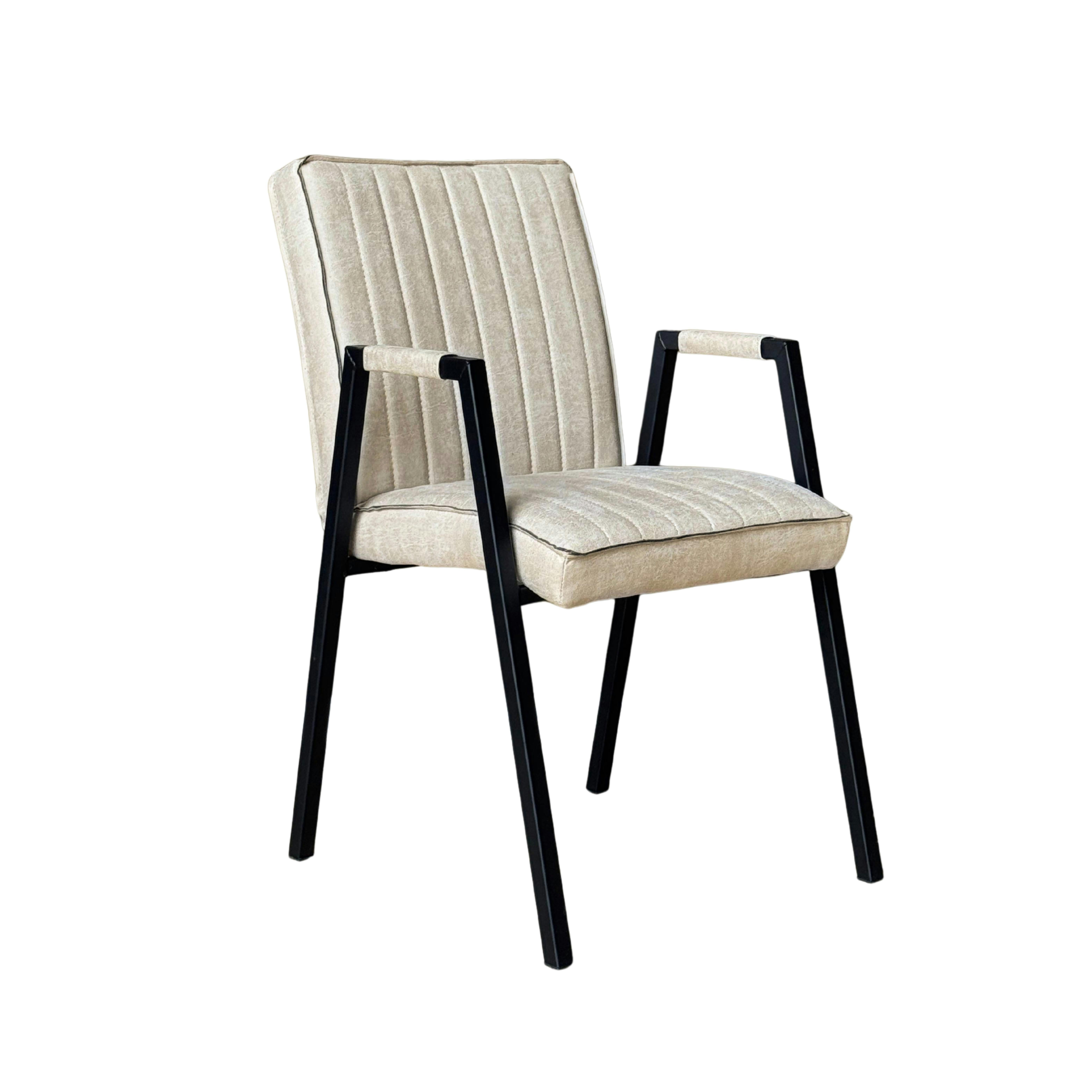 Fauteuil de table beige à bandes (lot de 2) CORTINA