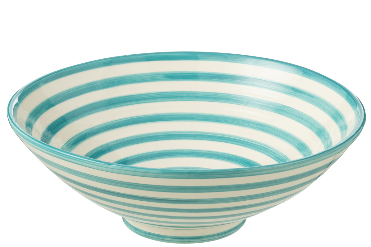 J-Line kom Lebrillo Granada Stripes - keramiek - wit/aqua