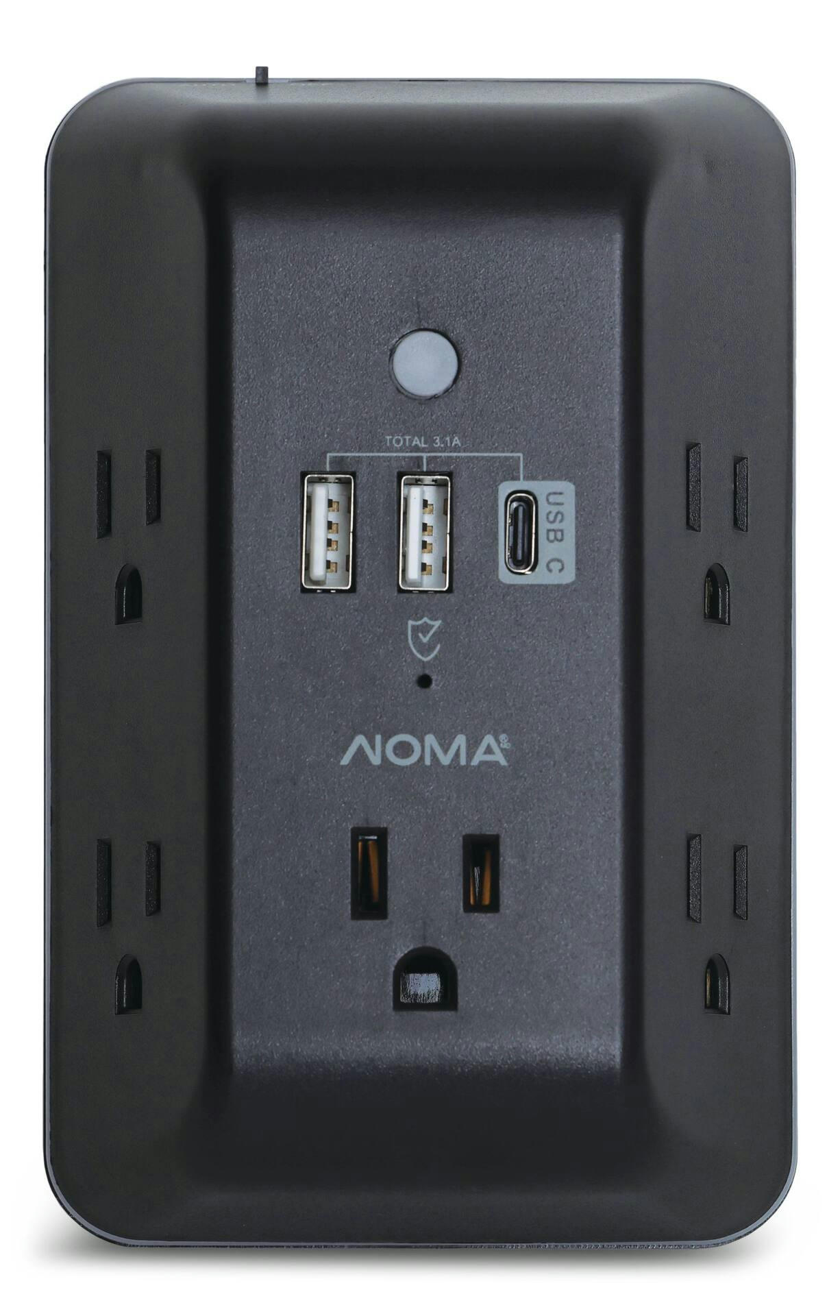 NOMA 5-Port Outlet with 2 USB-A + USB-C + Night Light