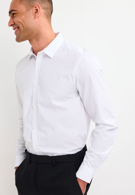 Mens White Classic Fit Long Sleeve Shirt