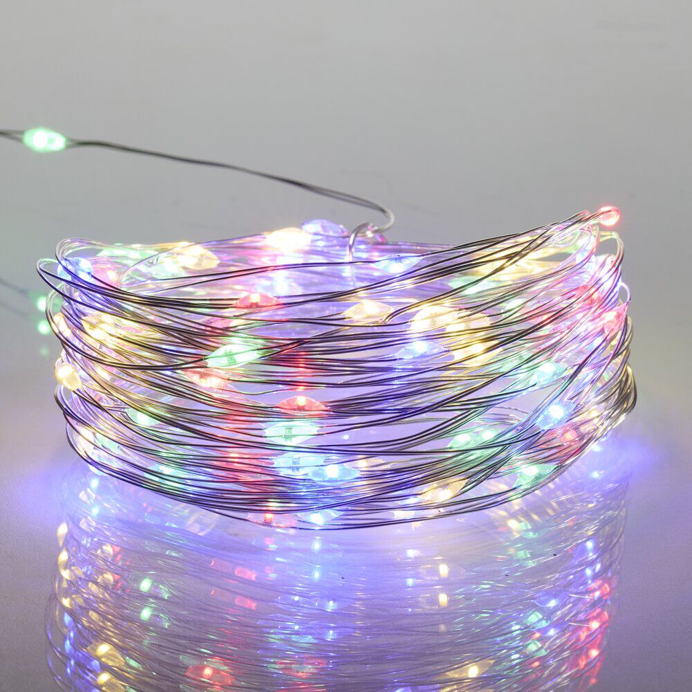 Guirlande de No&euml;l lumineuse 120LED fil cuivre multicolore L890cm