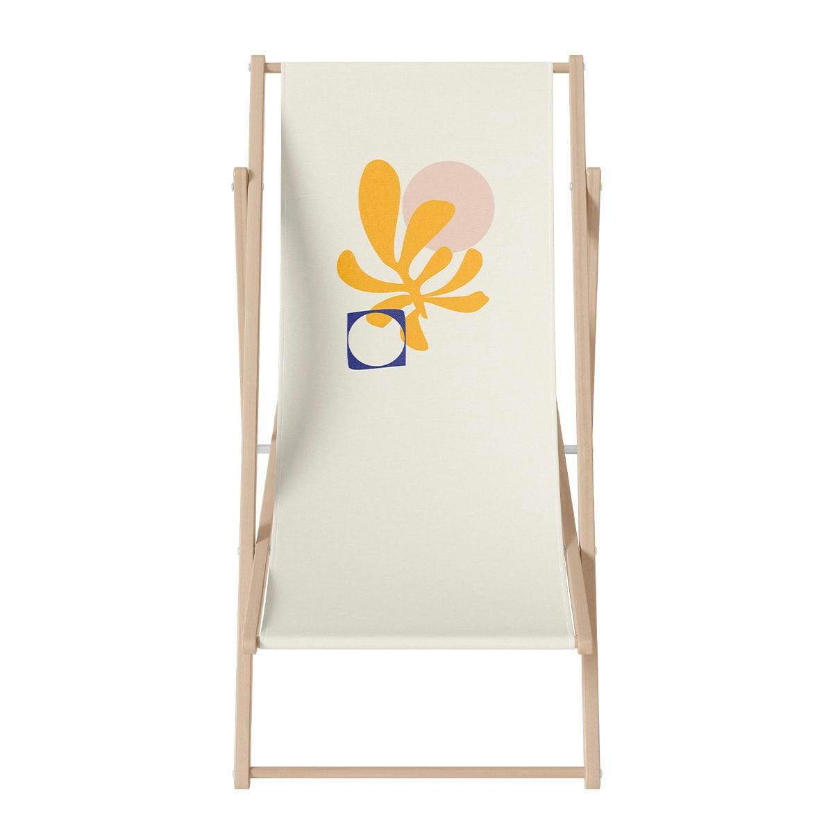 - Transat pliant graphique bois de hêtre jaune