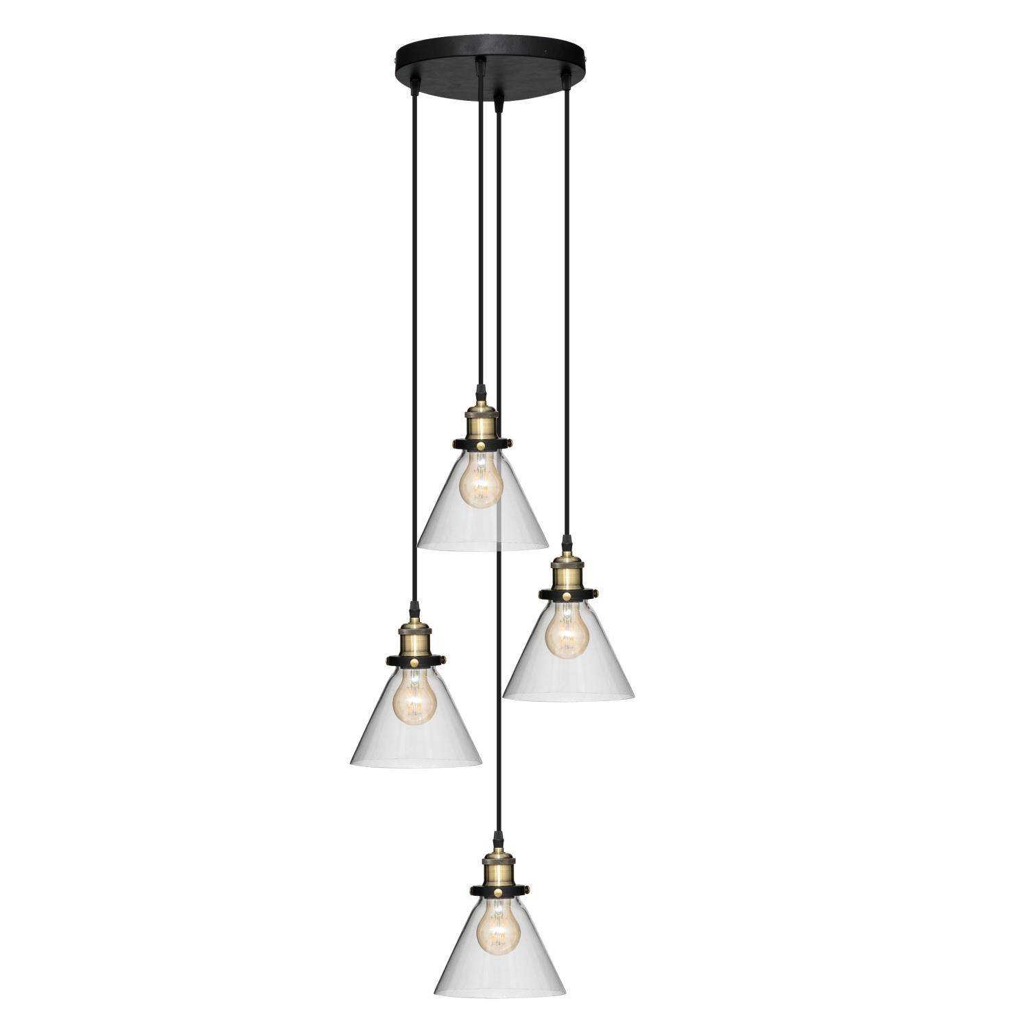 Lampa nad stół industrialna Alak, 4-punktowa, Ø 18 cm