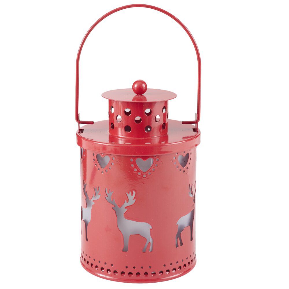 Lanterne de No&euml;l lumineuse plastique Ø8xH15cm (2 modèles)