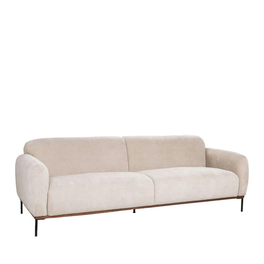 NILSA - Canapé 3 places en tissu beige