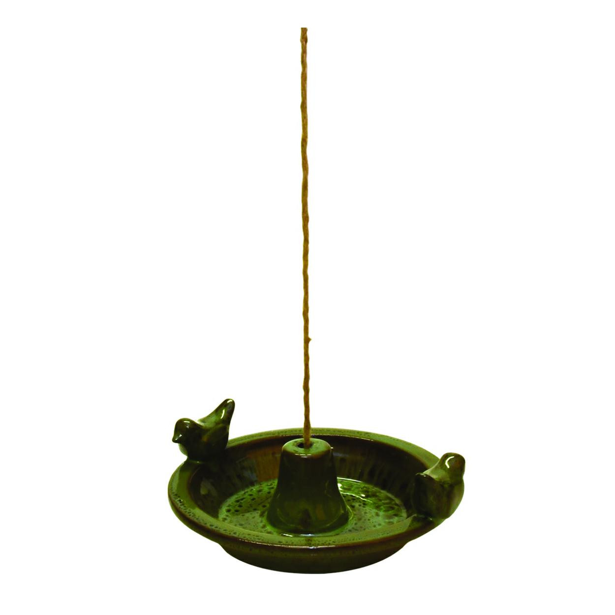 Esschert Design wiszące poidełko ceramiczne dla ptaków zielone 30 cm