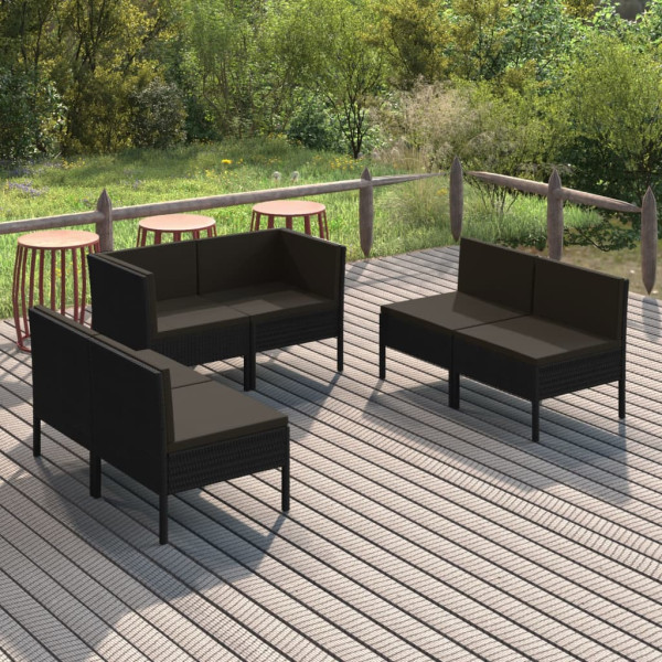 Zestaw wypoczynkowy do ogrodu Czarny Technorattan 4x sofa środkowa   2x