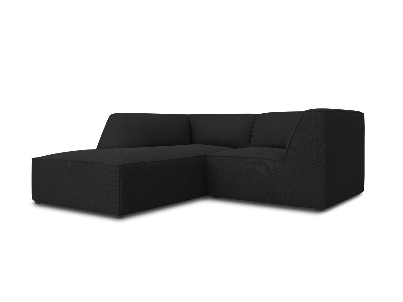 RUBY - Canapé d'angle gauche 3 places en tissu structurel noir