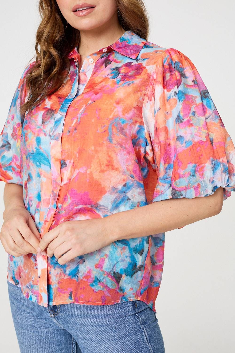 Izabel London Abstract Print 1/2 Sleeve Shirt