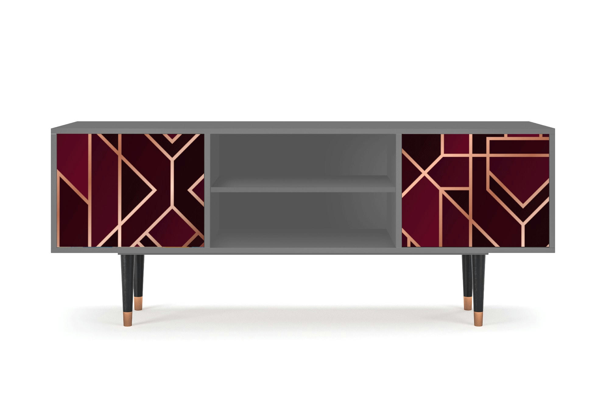 BURGUNDY JEWELERY - Meuble TV  bordeaux 2 portes L 170 cm