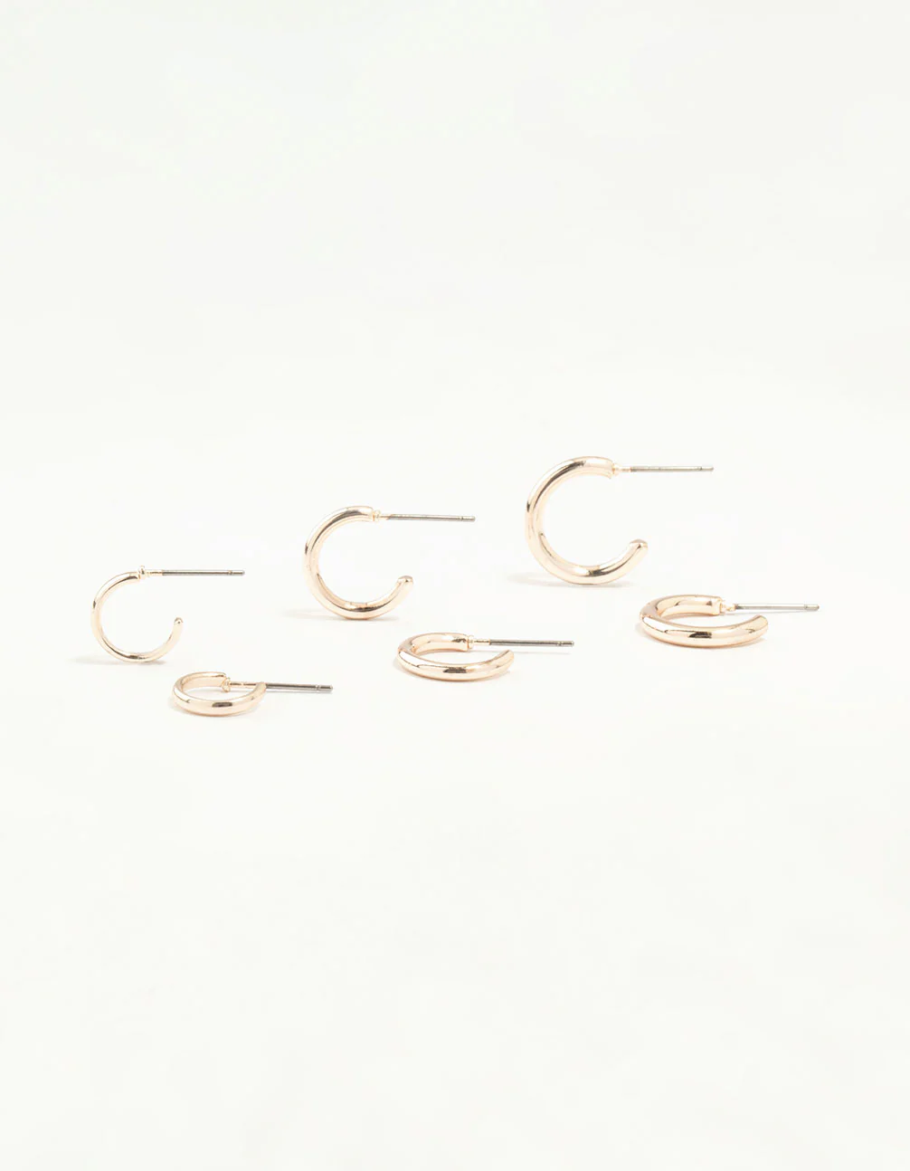 Rose Gold Graduated Clean Huggie Earrings 3-Pack
