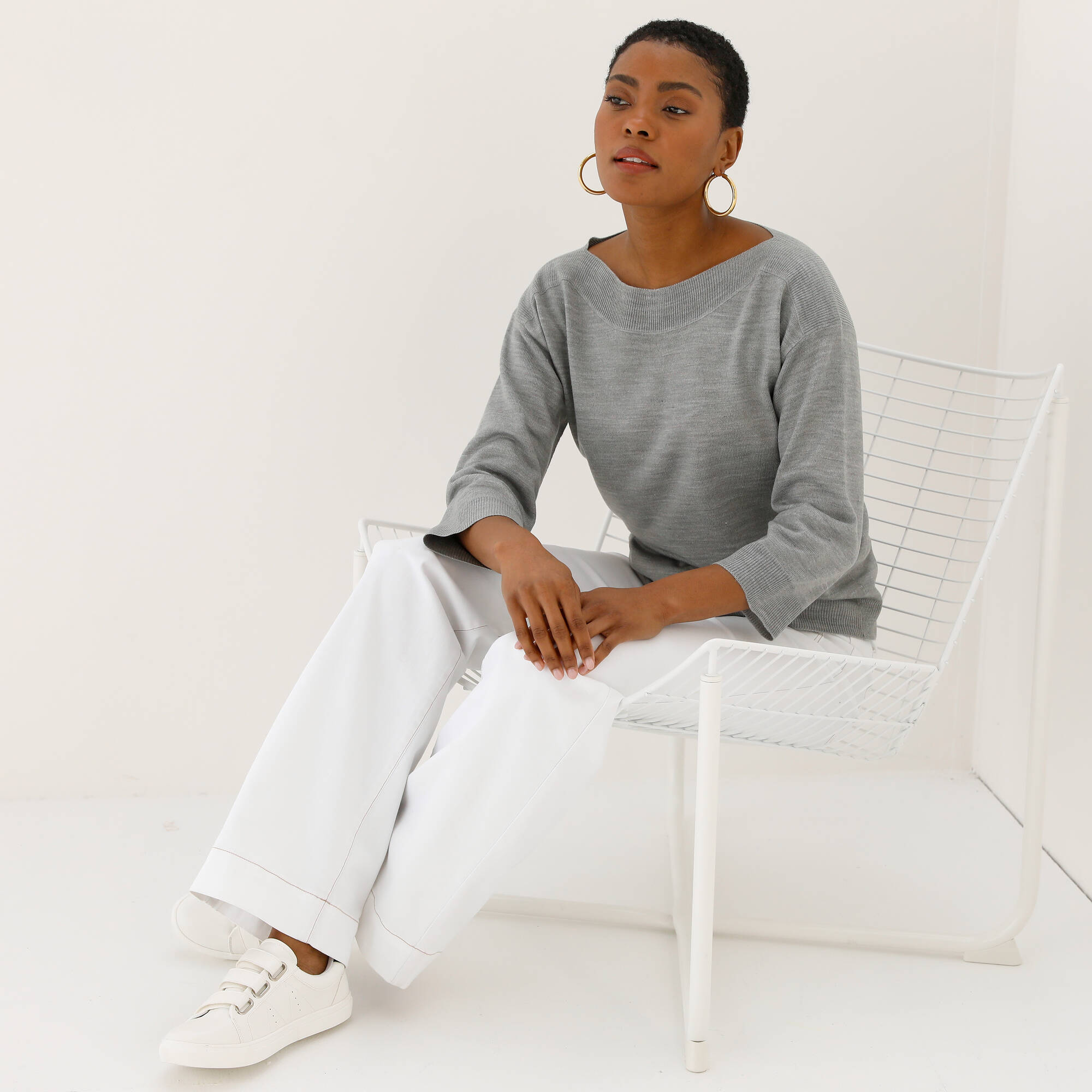 Pull col bateau manches 3/4, toucher doux