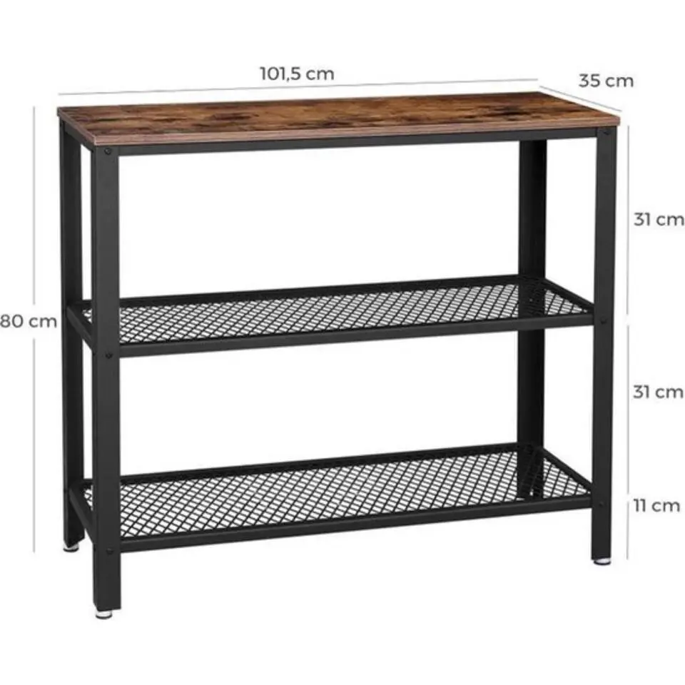 Parya Home - Bijzettafel - Industrieel - Hout/Metaal - 101,5x35x80 cm