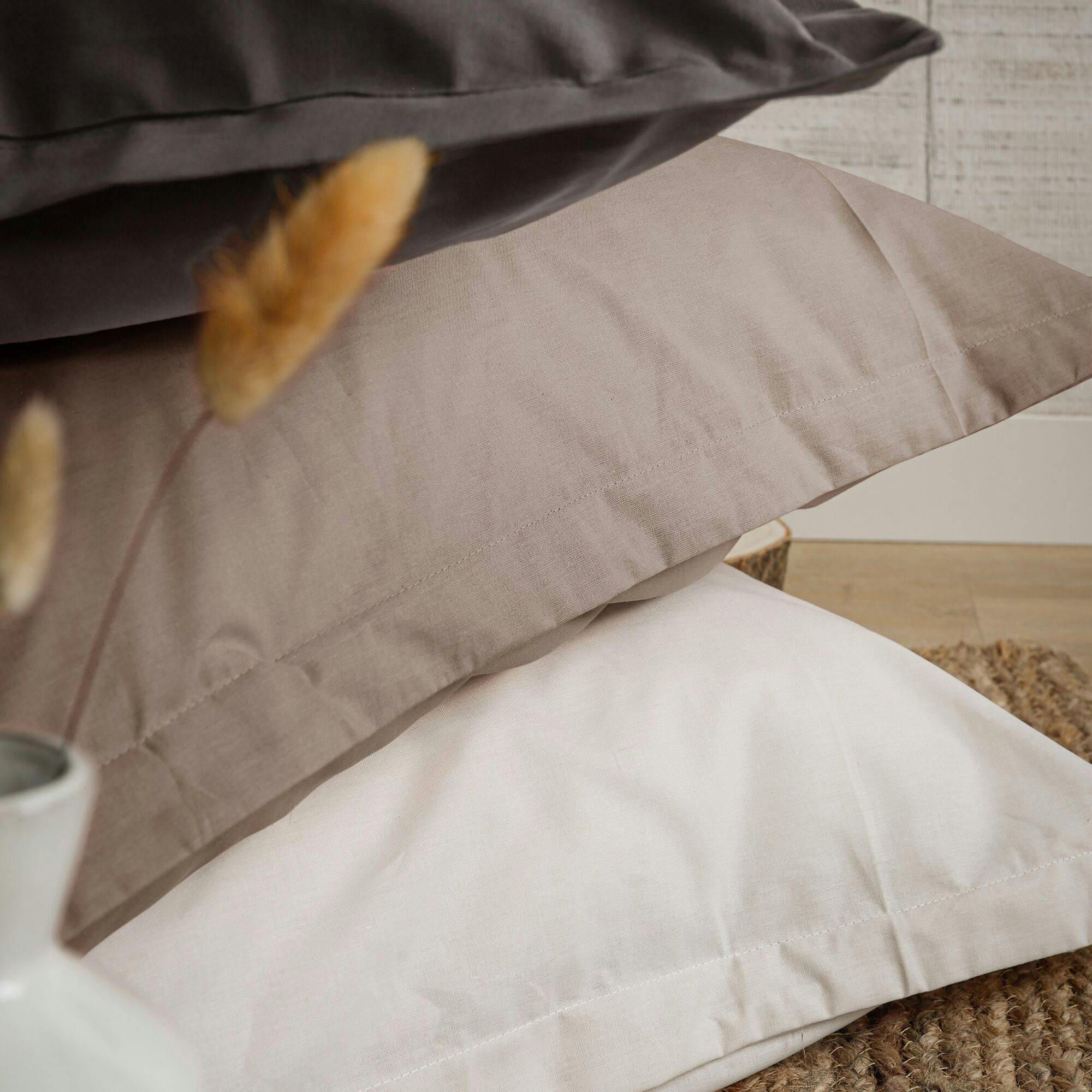 FIL & SENS - Housse de couette en coton Bio taupe 140 x 200 cm