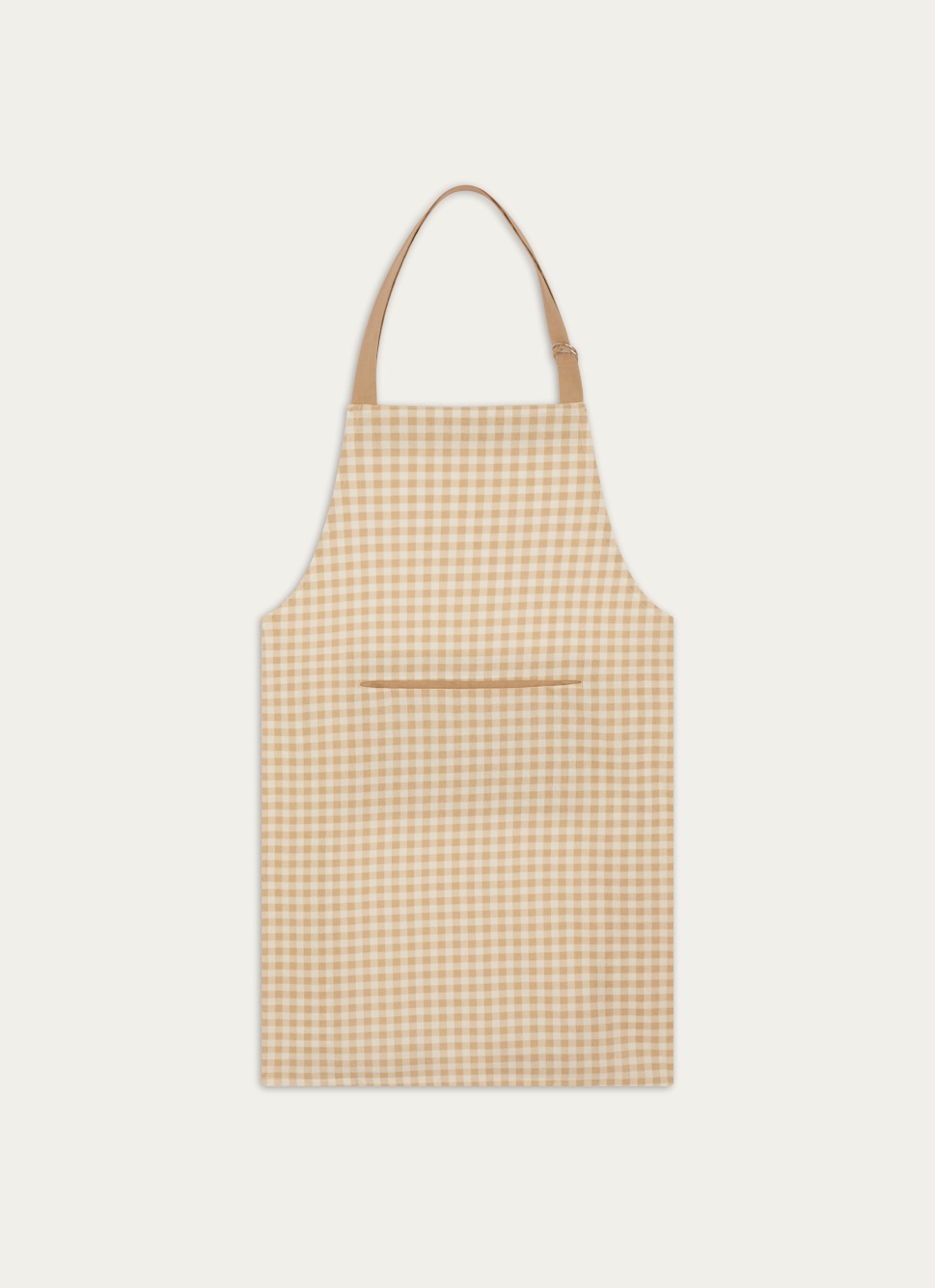 TABLIER EN COTON IMPRIMÉ VICHY BEIGE