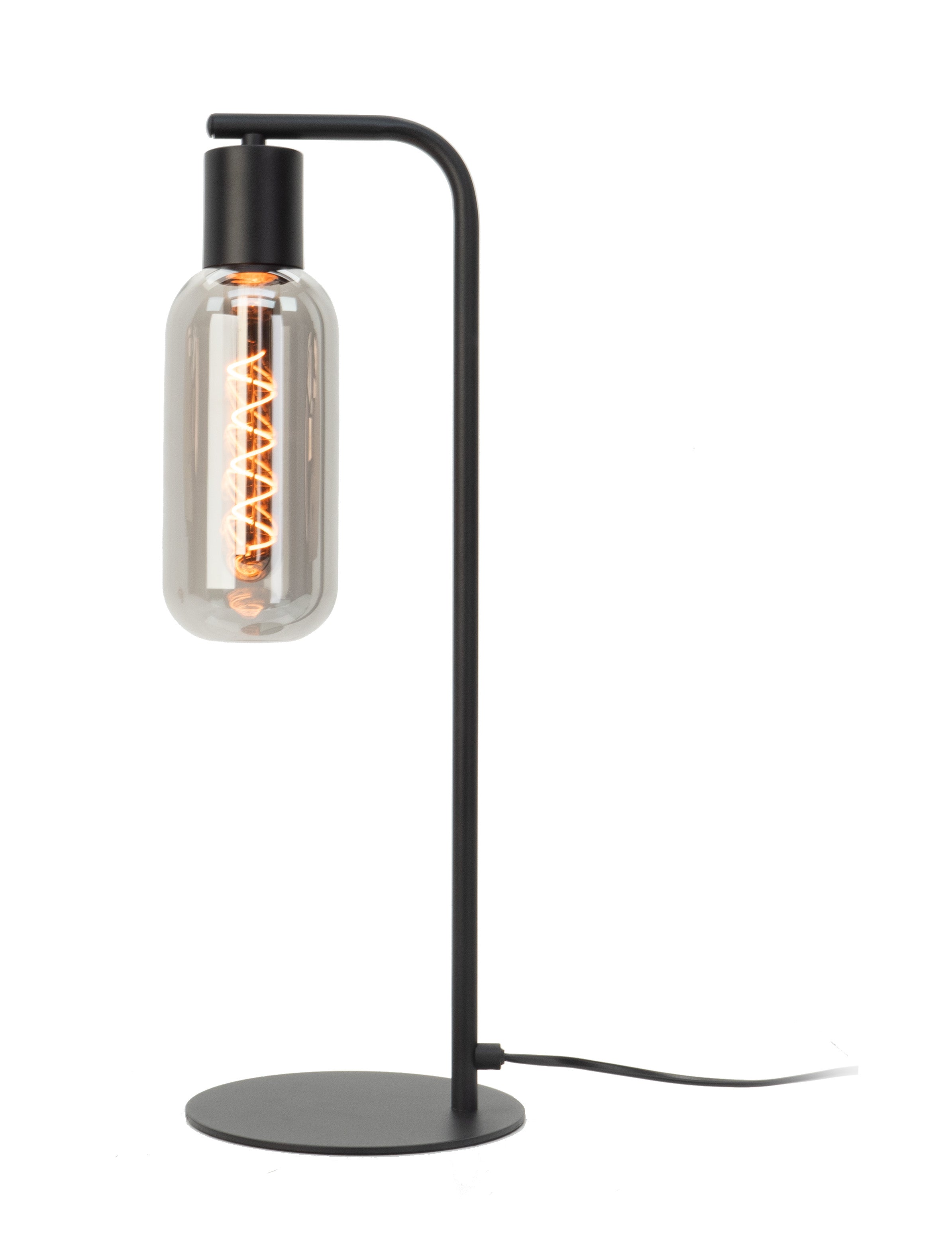 EGLO tafellamp Majone - e27 - smoke glas - 50,5 cm - zwart