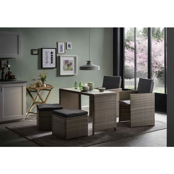 Sitzgruppe, polyrattan|rattan, natur|grau