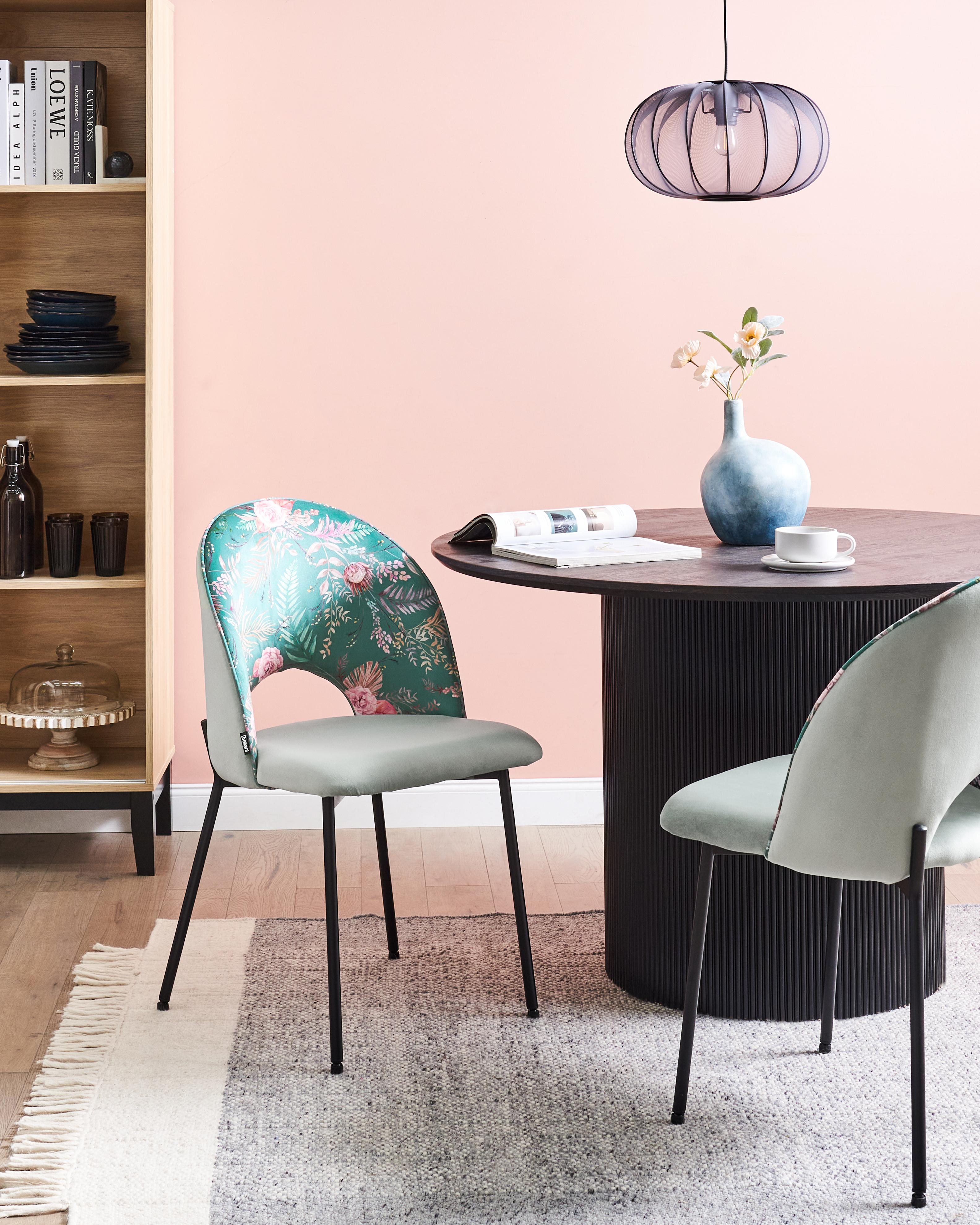 Set of 2 Dining Chairs COVELO Velvet Mint Green