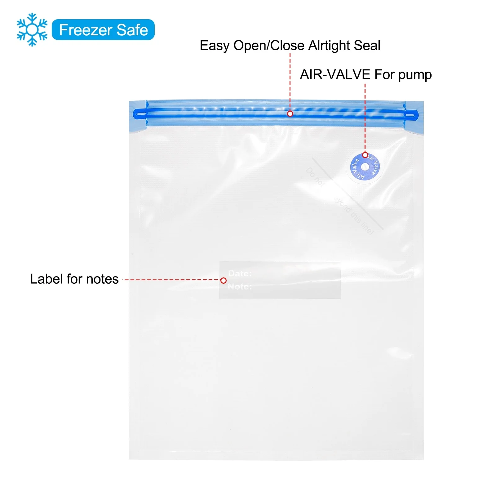 10pcs Sous Vide Bags Reusable Vacuum Food Sealer Bag 28cm x 22cm,34cm x 26cm - White