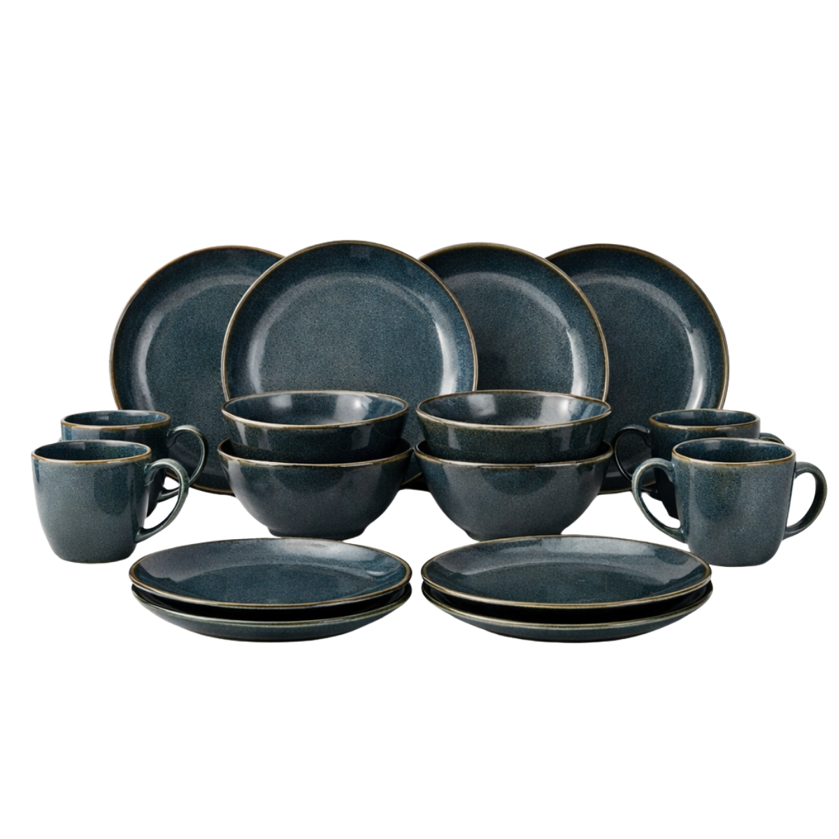 Mica Decorations Racco Serviesset 4 Persoons - Ontbijtborden, Kommen en Mokken en Dinrborden - Steengoed Servies - Vaatwasserbestendige Servies Set -