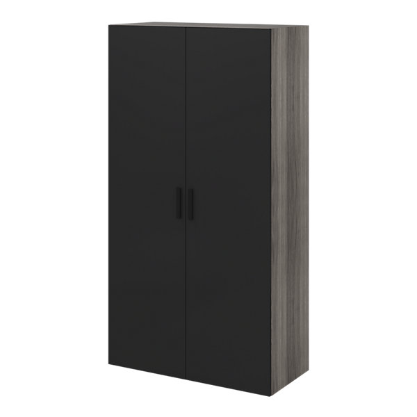 Armoire penderie 2 portes battantes noir et effet chêne grisé GoodHome Atomia H. 187 x L. 100 x P. 58 cm