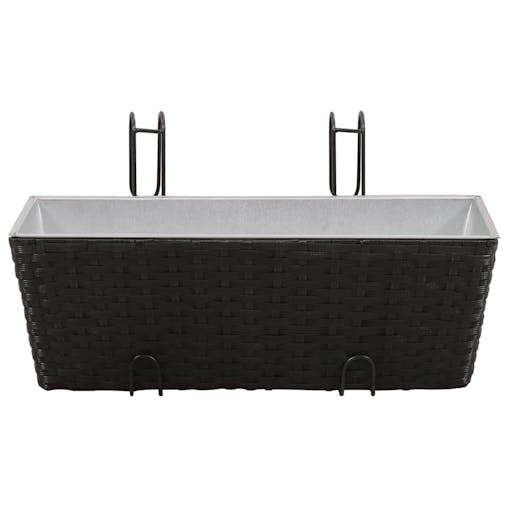 NNEVL Balcony Trapezoid Rattan Planter 2 pcs Black