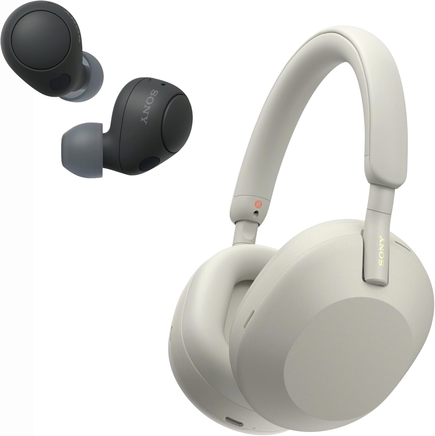 Sony WH-1000XM5 Premium Noise Canceling Headphones (Silver) with Free WF-C700N Truly Wireless Noise Canceling Earbuds (Black)