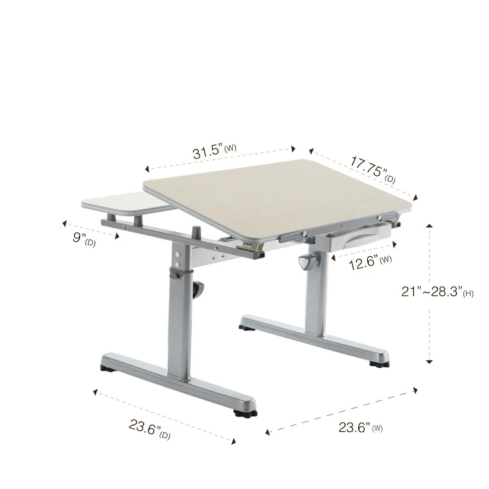 Kid 2 Youth Kids' Maple/ Silver Ergonomic Sit-to-Stand Desk