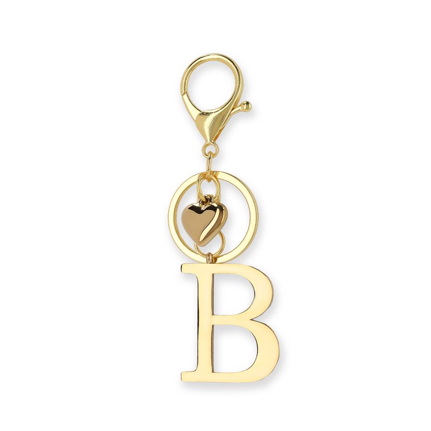 Manfield Goudkleurige bag charm letter B