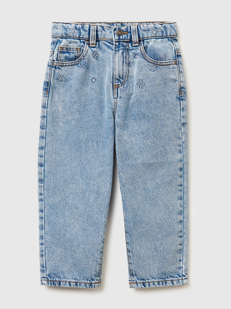 Mom fit jeans with rhinestones