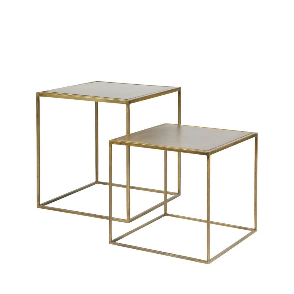 AES - 2 tables basses gigognes effet laiton