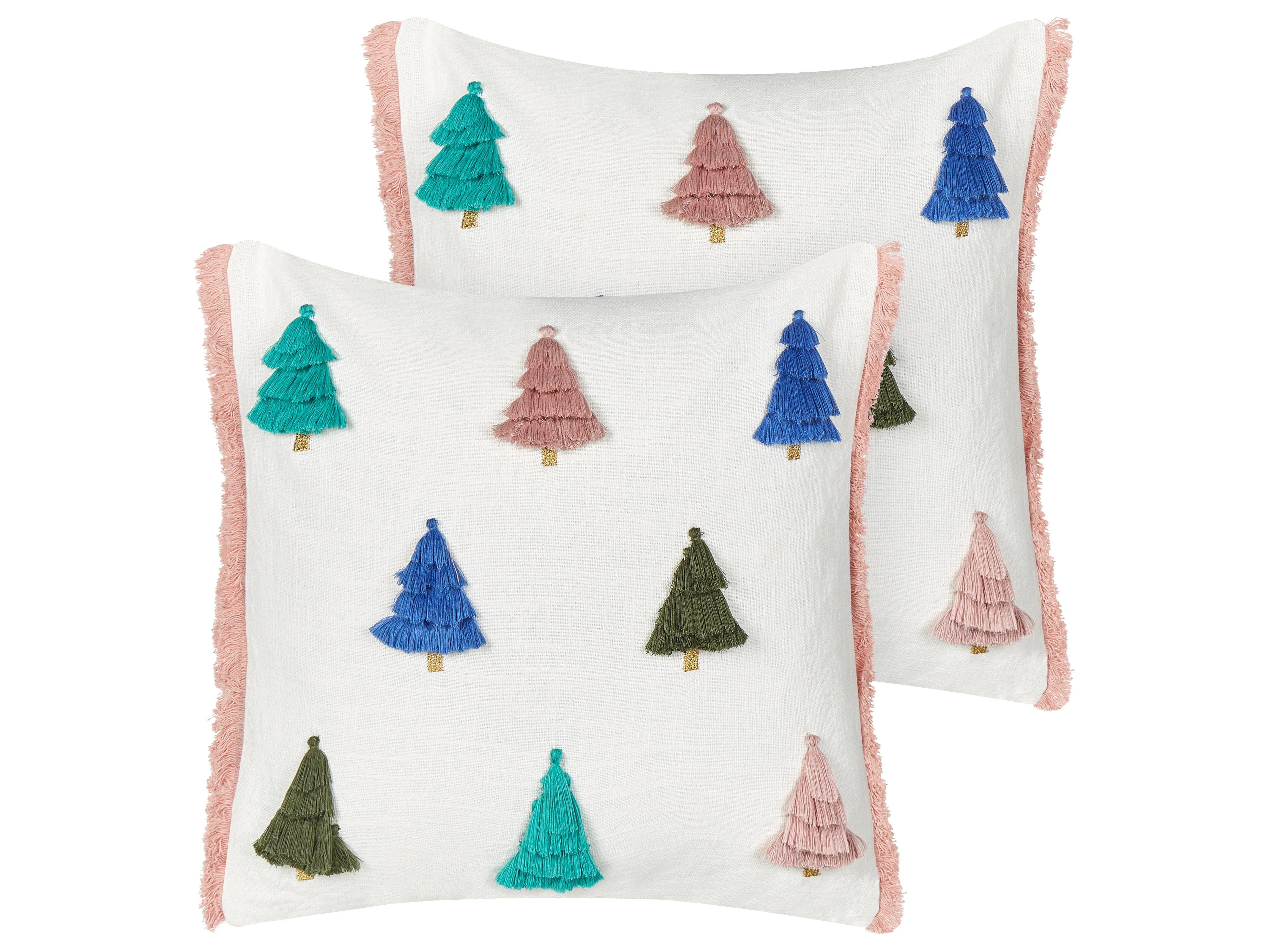 Throw Cushion SKIMMIA Cotton 45 x 45 cm White Christmas Motif