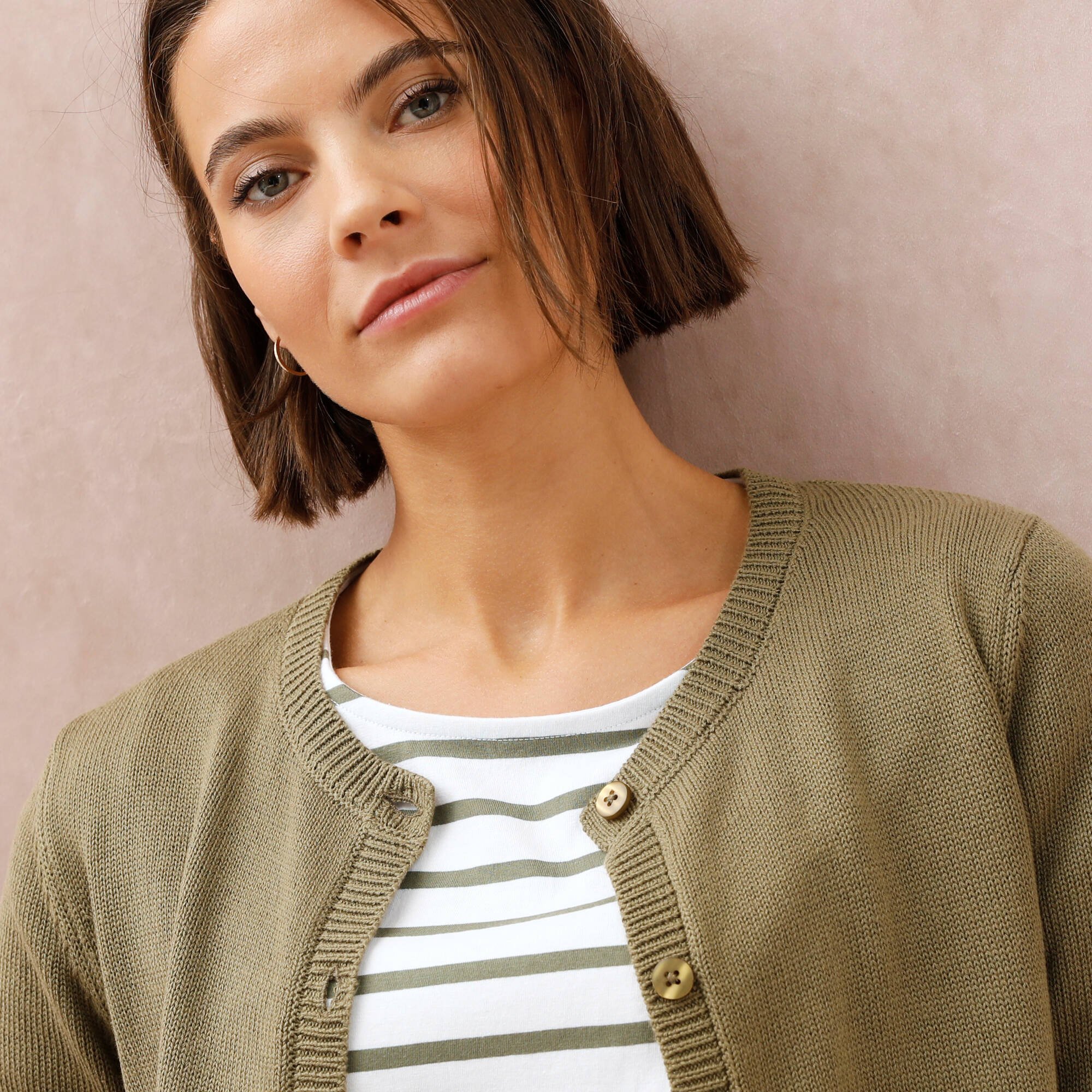 Cardigan boutonné, coton mélangé