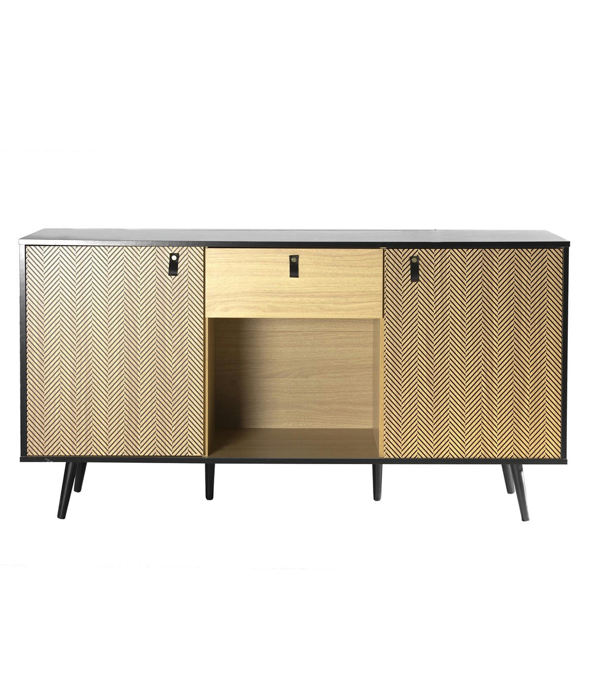 CHELSEA - Buffet 2 portes avec motif chevron L150cm - marron