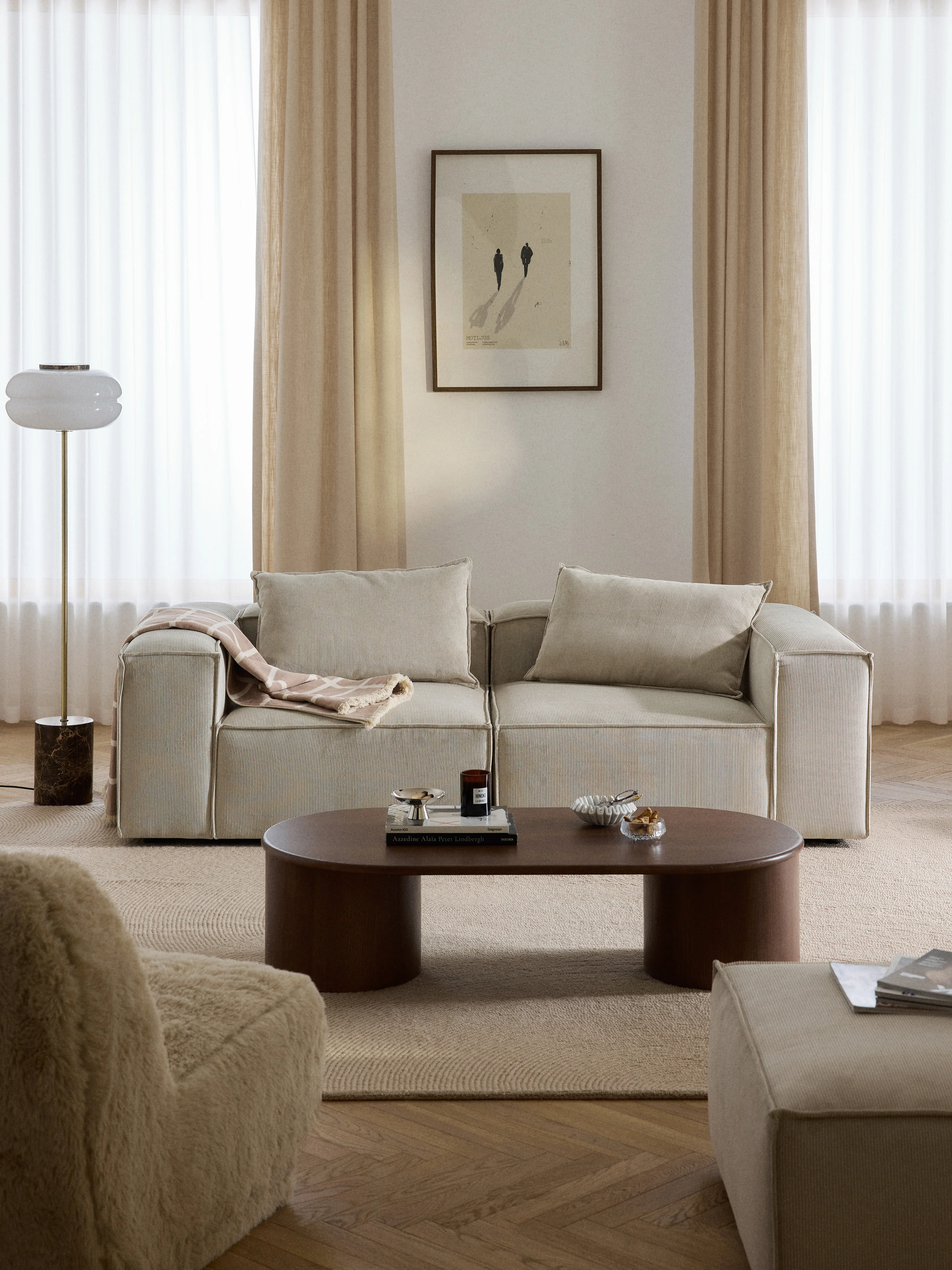 Modulares Sofa Lennon (3-Sitzer) aus Cord