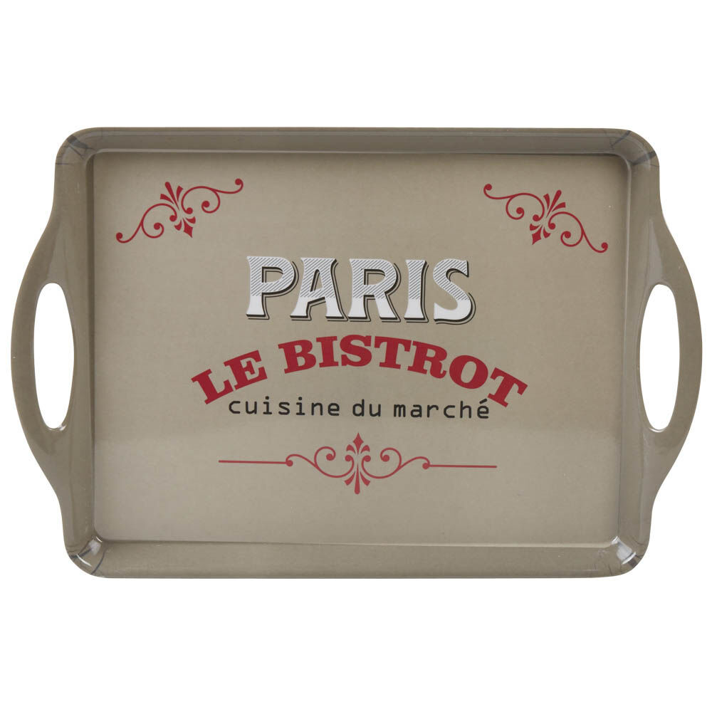 Plateau rectangulaire Paris le bistrot avec poignées