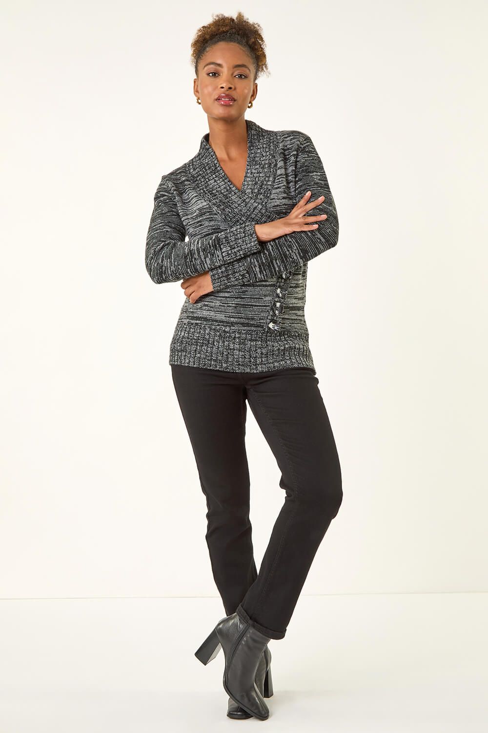 Roman Longline Buttoned Knit Jumper
