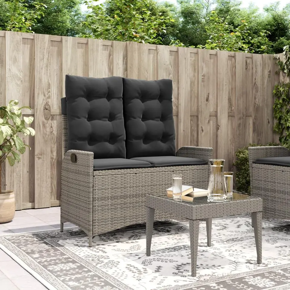 vidaXL - Verstelbare loungebank met kussens - Grijs - Poly rattan - 104x59x93 cm