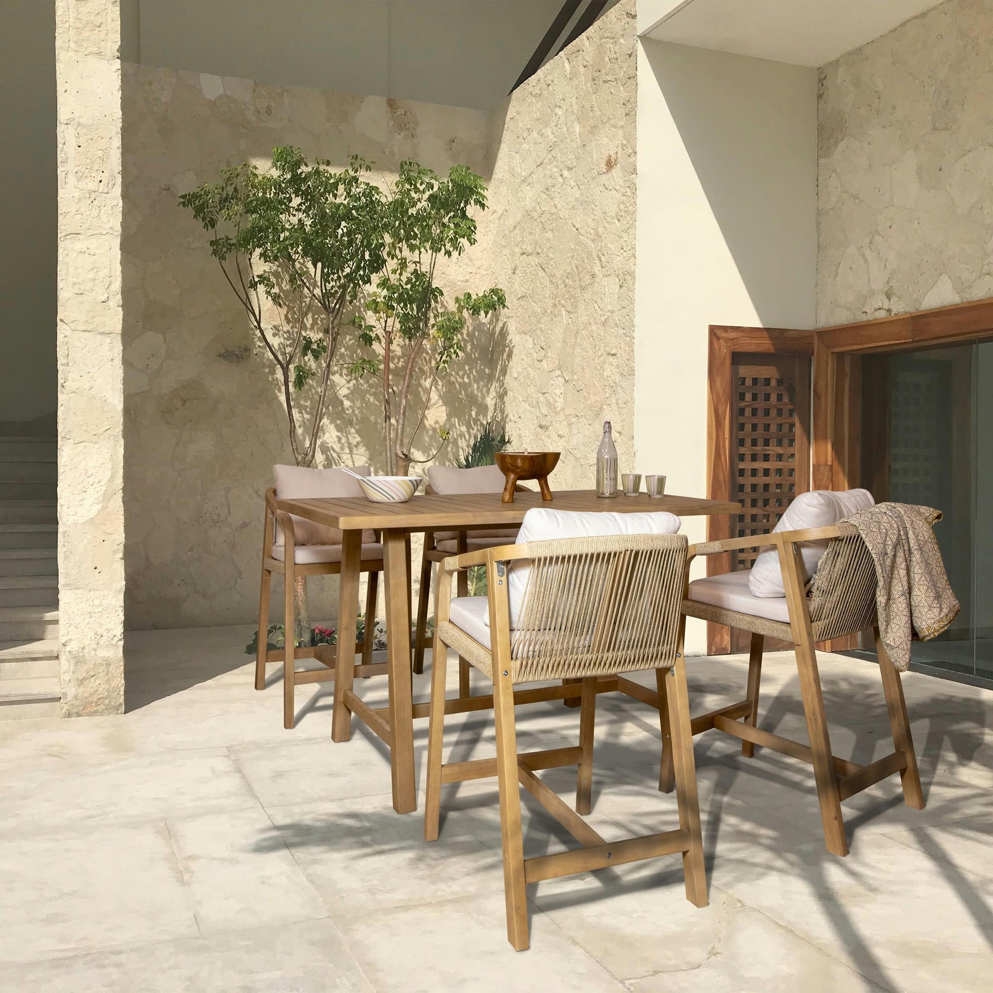 SAONA - Table haute en bois d'acacia 156cm