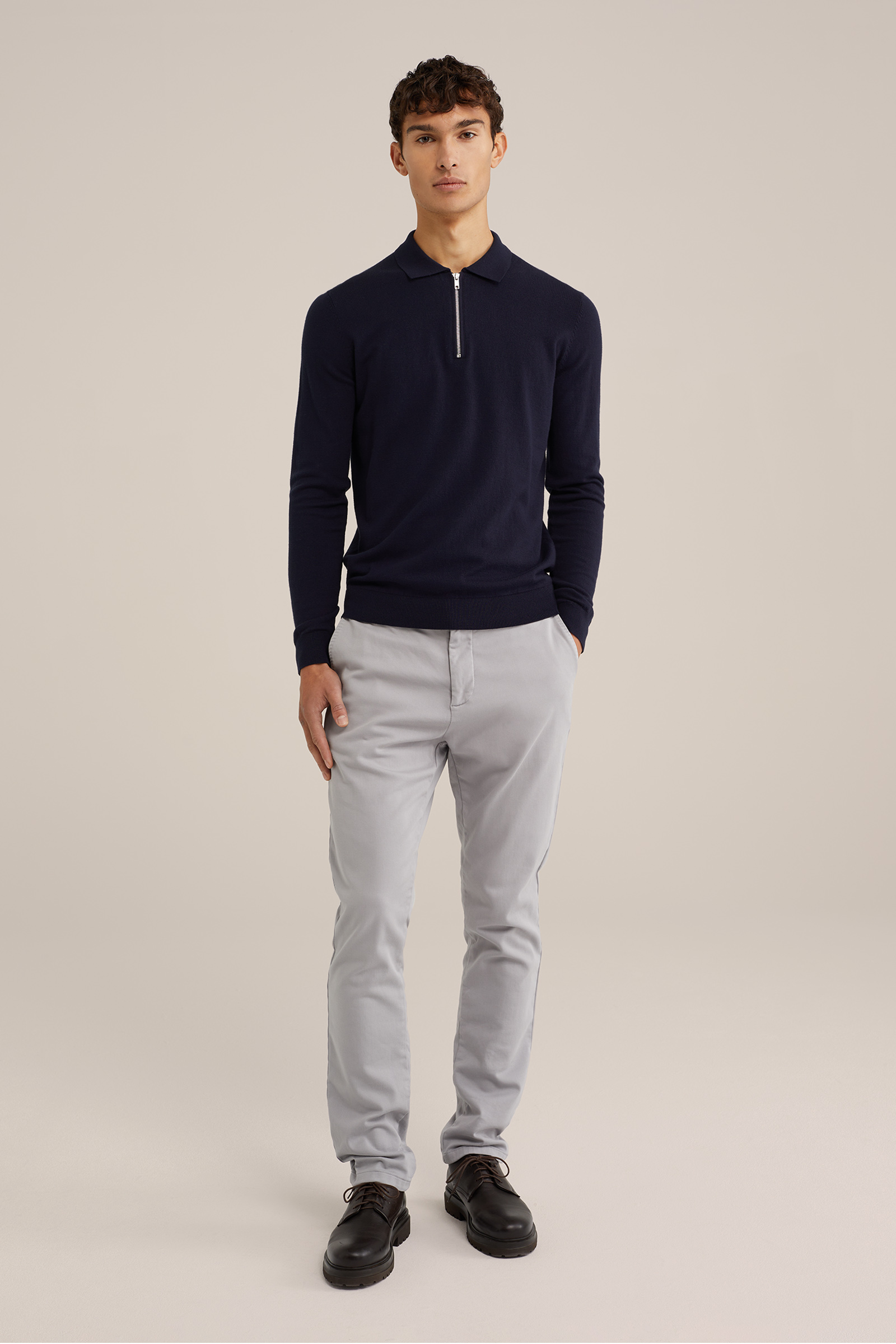 Heren slim fit trui met quarter-zip