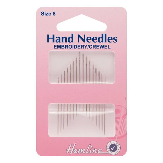 Hemline Size 8 Embroidery Crewel Needles 16 Pack